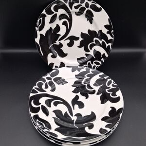 Martha Stewart Macy's Lisbon Black Porcelain Salad Plates Set of 4